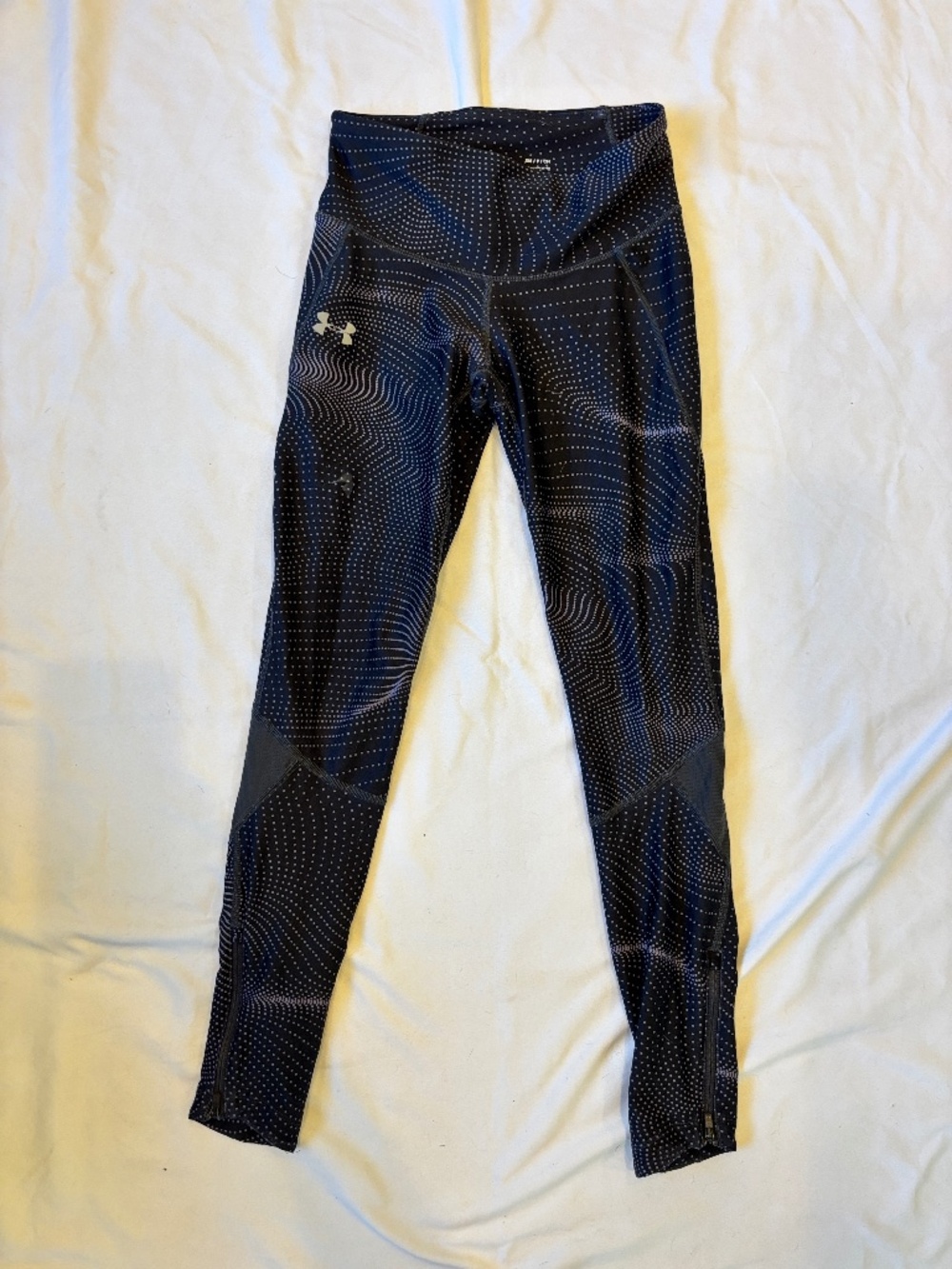 Under Armour Womens HeatGear Compression Leggings Black Purple Dot  Small